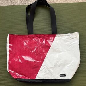 Rareform Recycled Billboard Blake Tote Bag Red White Large